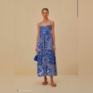 Farm Rio Tile Dream Multicolor Sleeveless Maxi Dress, Medium